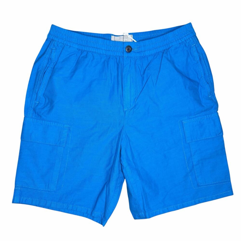 NWT Everlane The Organic Cotton Linen Cargo Shorts in Horizon Blue Size Medium